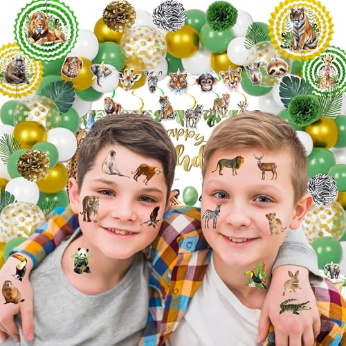Jungle Animal Temporary Tattoos for Kids - 50 Pcs Safari Zoo Party Favors