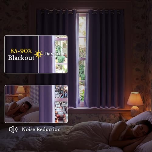 NICETOWN Lavender Purple Blackout Curtains - 42" x 63", Set of 2 Panels