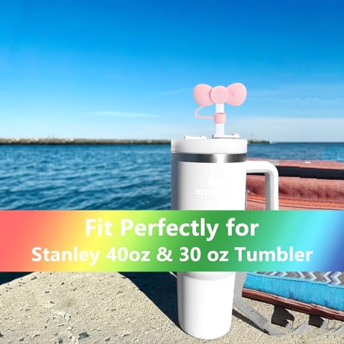 Bow Straw Covers Cap Toppers for Stanley 30&40 oz Tumbler, 3 Pcs Silicone Straw Tips