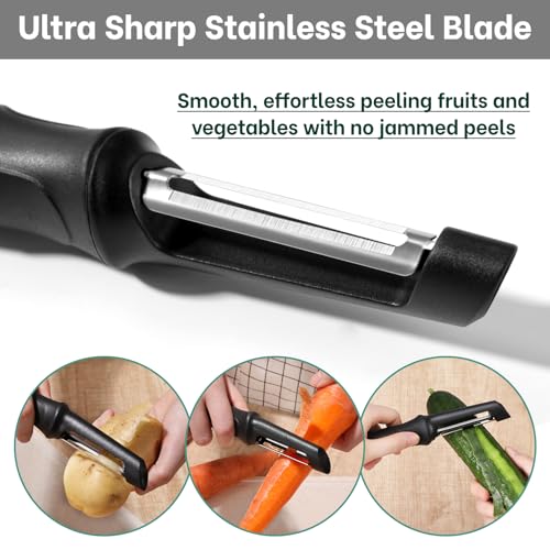 Beneno Swivel Vegetable Peeler - Razor-Sharp Stainless Steel Blade & Ergonomic Grip