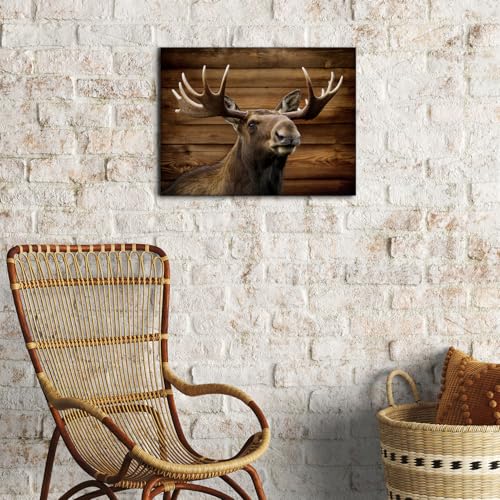 Moose Deer Wall Art Rustic Wildlife Animal Canvas Poster 12x16 Inch