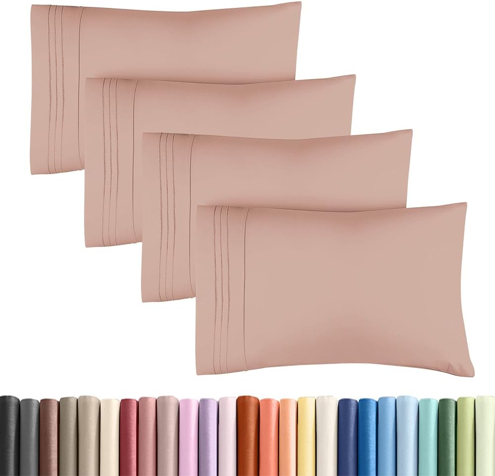Skiennix Standard Pillow Cases Set of 4 | Ultra Soft Hotel Quality Covers - Machine Washable Mauve