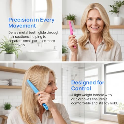 Fepibur 4-Pack Stainless Steel Fine-Tooth Combs for Hair and Scalp Care