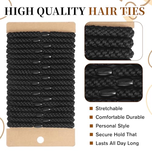 Cobee 18Pcs Men's Braided Elastic Hair Ties, No Slip Black Hair Bands