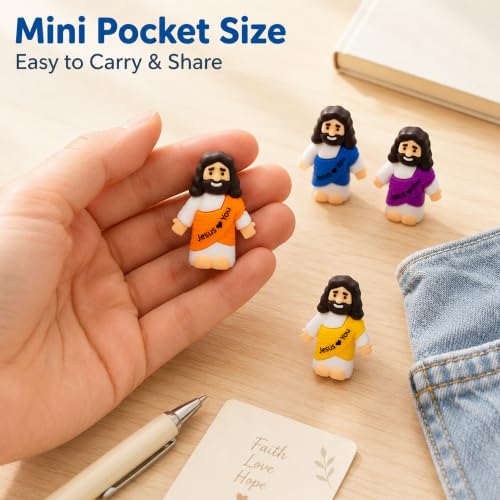 Mini Jesus Figurines Set - 60 Religious Pocket Figures for Easter, Baptism & Church Gifts