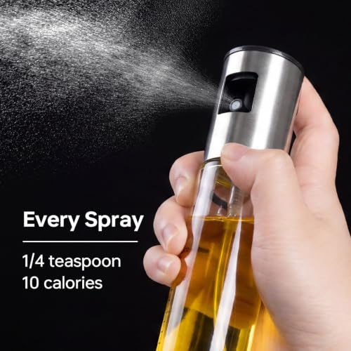 4 Pack 100ml Glass Olive Oil Sprayer Set - Refillable Fine Mist Dispenser