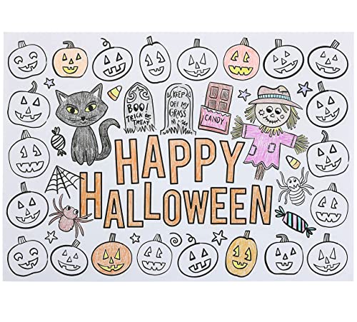 Halloween Color-Your-Own Reversible Disposable Paper Place Mats - 22 Count, 14x10 Inches