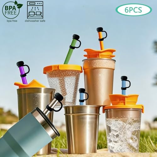 Reusable Silicone Straw Caps for Stanley Tumblers - 6 Pack