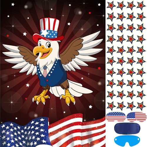 Pin the Tail on the Eagle Party Game - 40 Stickers & Eye Masks