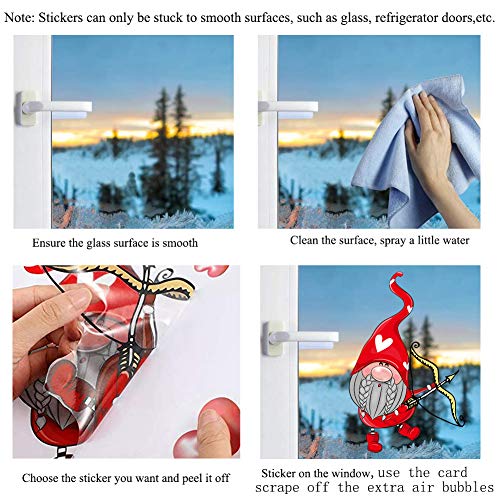 Valentine's Day Gnome Window Decals - 149 Pcs Window Clings