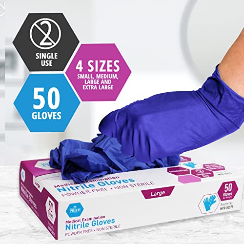 MED PRIDE Nitrile Medical Exam Gloves - Latex-Free Surgical Gloves for Home & Hospital Use