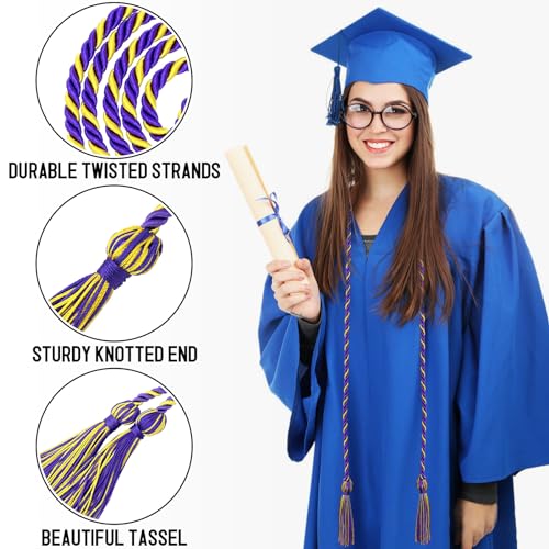 Purple and Gold Graduation Honor Cord 2026 - 67 Inch Academic Cord