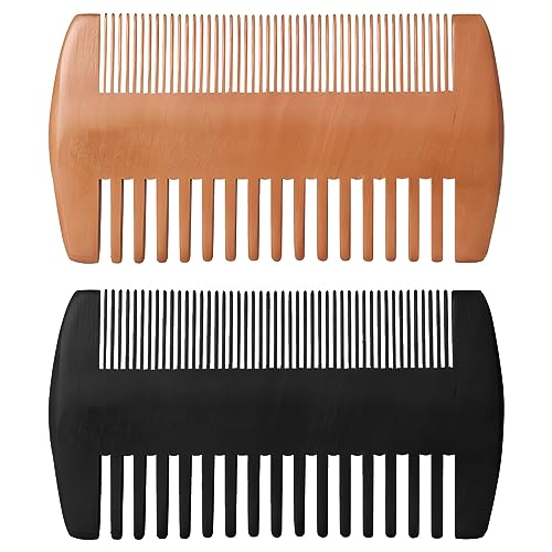 Kootinn Wooden Beard Comb Kit - Dual Action Pocket Grooming Comb 2 Pack