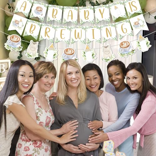 Coffee Theme Baby Shower Banner - 'A Baby is Brewing' Bunting