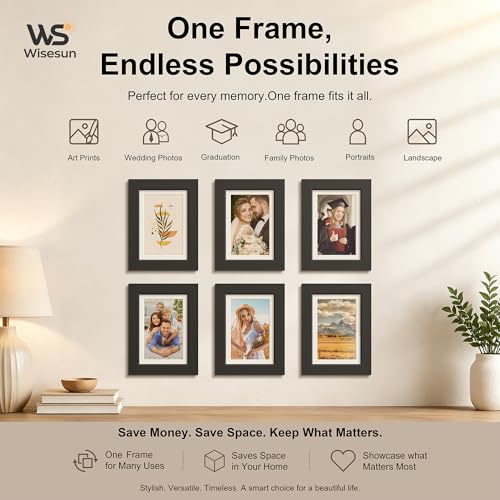5x7 Black Picture Frame with Tempered Glass - Versatile Design