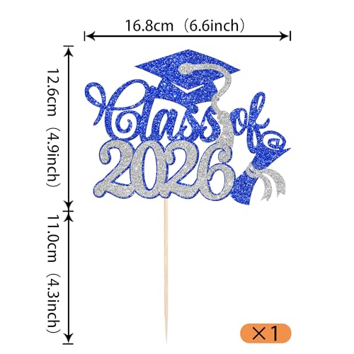 Class of 2026 Graduation Cake Topper - Glitter Congrats Decoration
