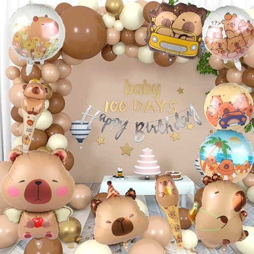Capybara Birthday Party Decorations - 10 PCS Mylar Foil Balloons
