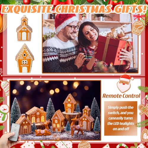 Christmas Village Ceramic Set with Gingerbread Houses & Mini Trees