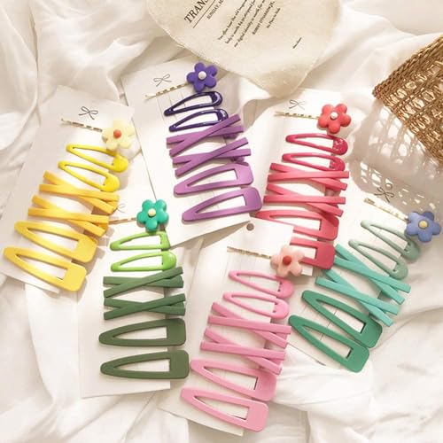 7Pcs Yellow Sweet Flower Hair Clips Gold Barrette Hairpins for Women
