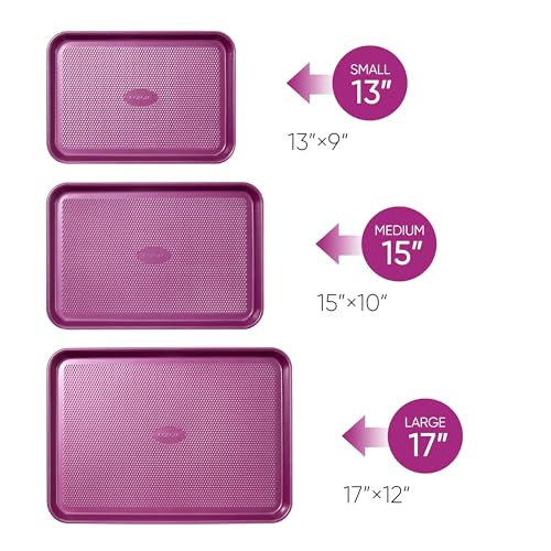CAROTE 3-Piece Baking Pan Set - Bakeware Set, Baking Sheet Set Including 13 Inch 15 Inch 17 Inch Sheet Pan, Cookie Sheet for Baking, Royal Violet