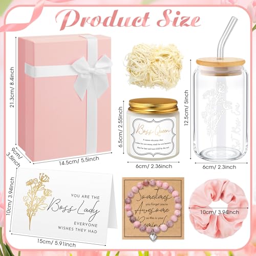 Teenyyou Pink Boss Lady Gift Set Tumbler Candle Bracelet Key Box - Inspirational