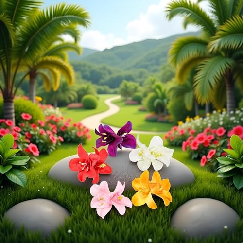 5-Piece Artificial Hawaiian Hibiscus Plumeria Flower Hair Clip Set