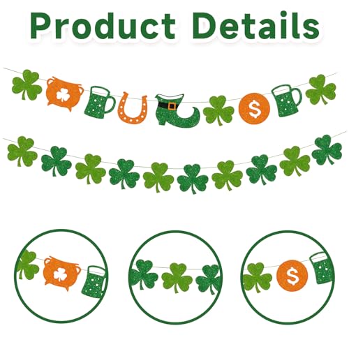 St. Patrick's Day Glitter Banner & Shamrock Garland Set