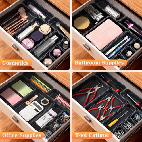 Kutesna 8PCS Plastic Drawer Organizer Set - 3 Sizes for Easy Storage