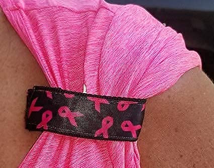 Pink Ribbon Sleeve Scrunchies Breast Cancer Awareness Ties - Pair