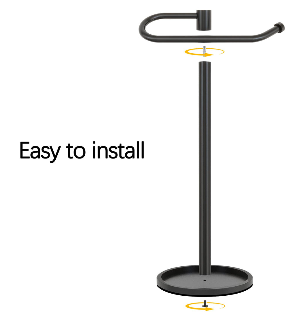 JIAPAIDUO Hand Towel Holder Stand, Matte Black Standing Towel Racks for Bathroom, Stainless Steel Free Standing Towel Rack, Towel Bar Kitchen Vanity Countertops Decor