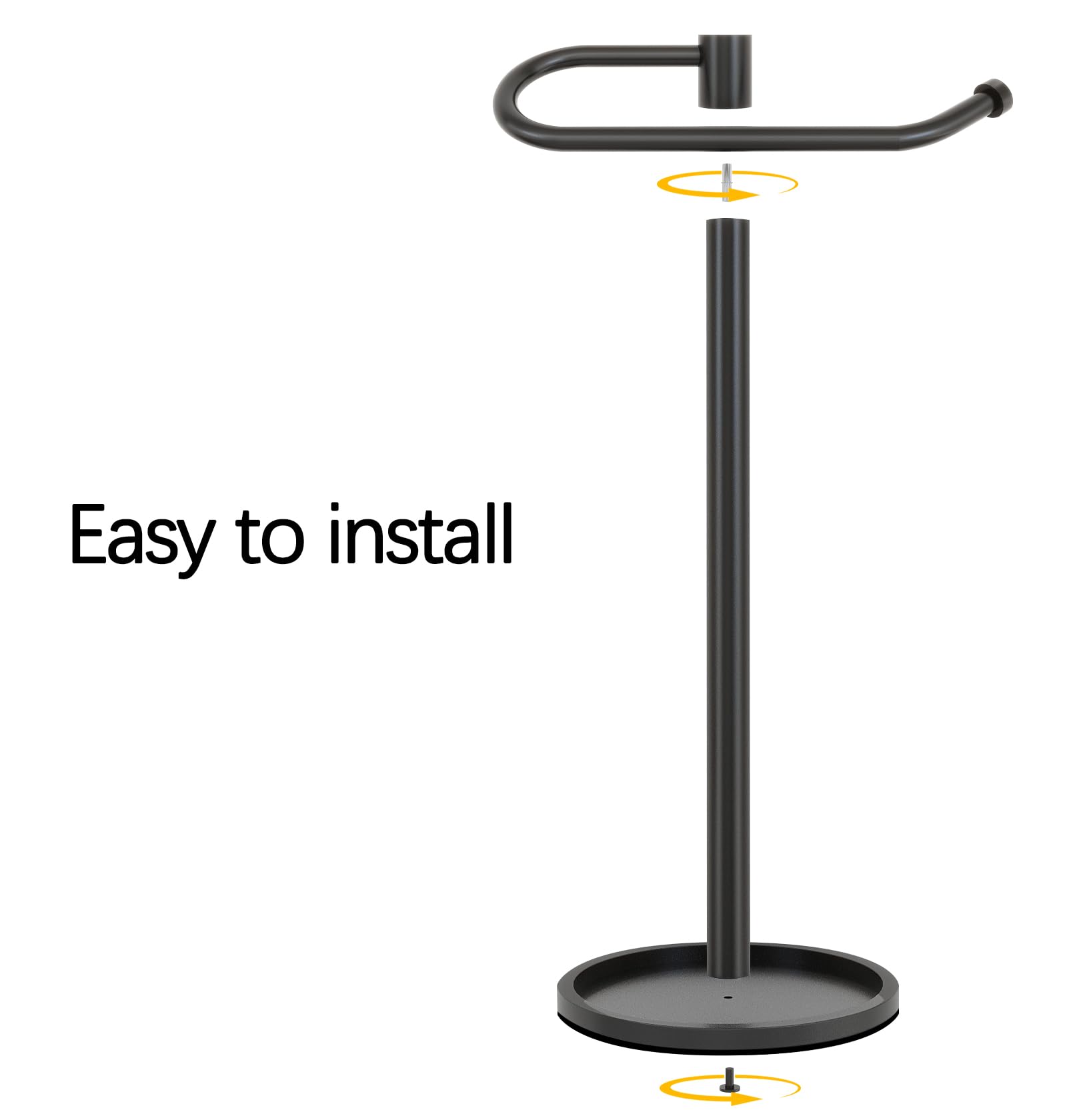 JIAPAIDUO Hand Towel Holder Stand, Matte Black Standing Towel Racks for Bathroom, Stainless Steel Free Standing Towel Rack, Towel Bar Kitchen Vanity Countertops Decor