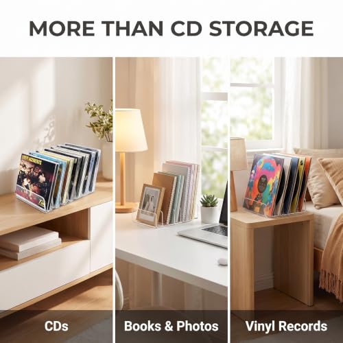 Acrylic CD Storage Rack - Holds 14 Standard CD Cases