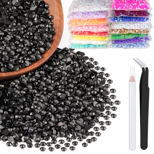 Black Resin Rhinestones 3mm Flatback Round Crystals Bulk 5000pcs