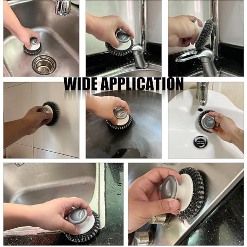 Heavy Duty Stainless Steel Wool Scrubber with Handle - 4 Pack