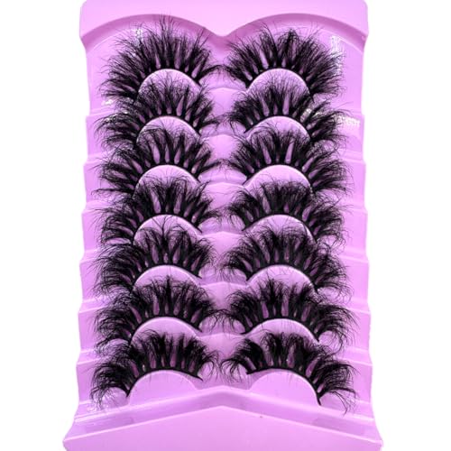 HBZGTLAD 25mm Faux Mink False Eyelashes Fluffy Cat Eye Multipack