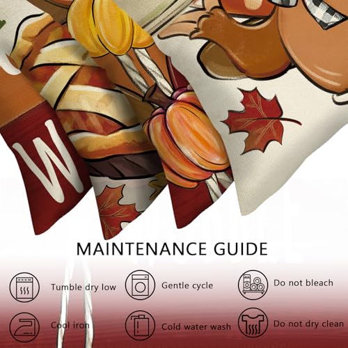 Ussap 18 x 18 Inch Thanksgiving Turkey Pillow Covers Set of 4 - Fall Decor