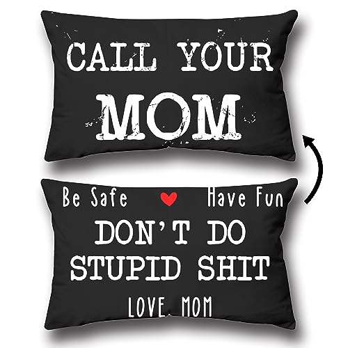 Reversible Decorative Pillow Cover - Call Your Mom Design, 20x12 inches