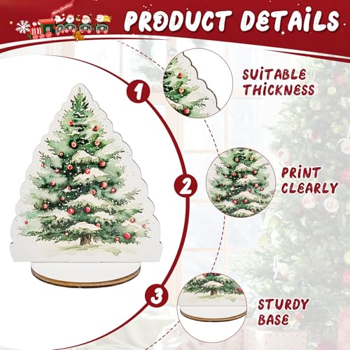 Wooden Christmas Table Centerpiece Set - 9 Holiday Decorations