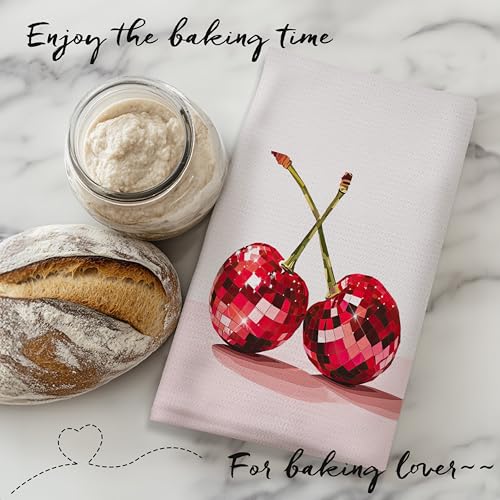 Red Cherry Decorative Kitchen Towel, 16x24 Inch Y2K Funky Hand Towel
