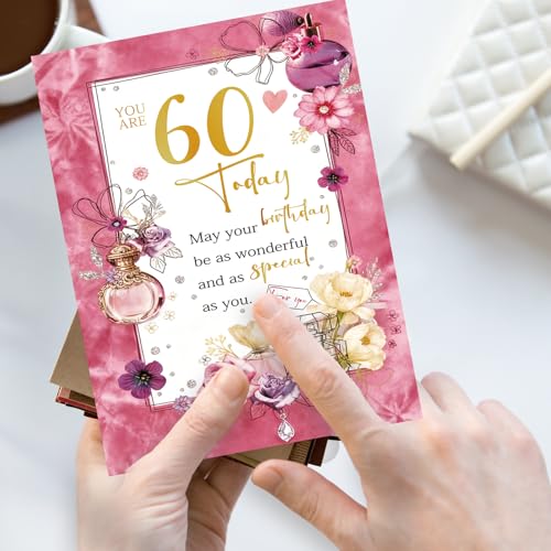 YiKaLus 60th Birthday Card, Luxury Bday Gift for Women - ykk-403