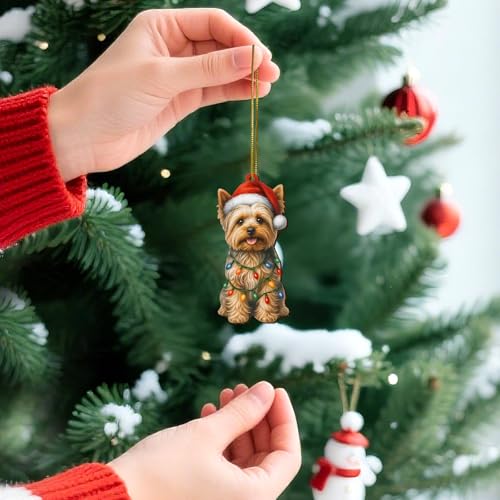 Yorkie Dog Christmas Ornament 2025 - Wooden Holiday Decor