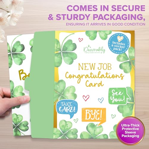 Gold Foiled 5x8in Goodbye Card Set for Coworkers with Stickers