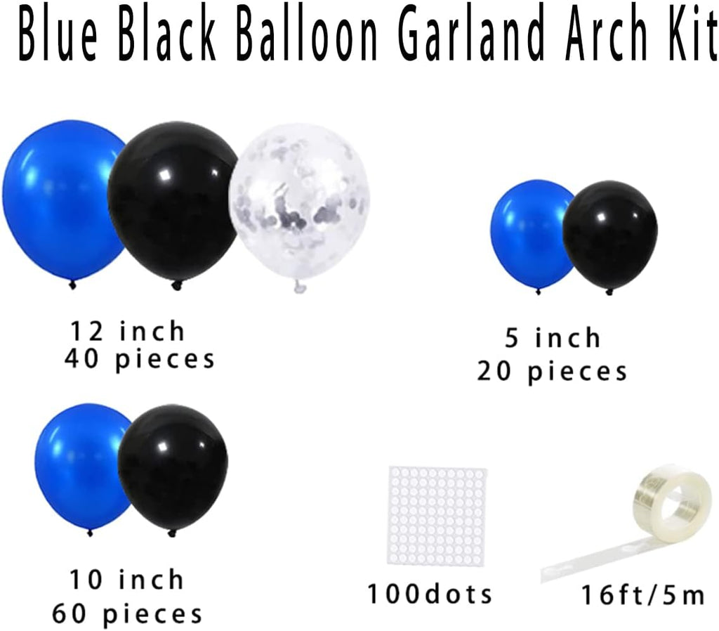 Royal Blue & Black Balloon Garland Arch Kit - Festive Decorations for Baby Showers & Birthdays