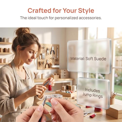 Youbay Leather Tassel Keychain Charm Set - 50 Pieces in 25 Colors