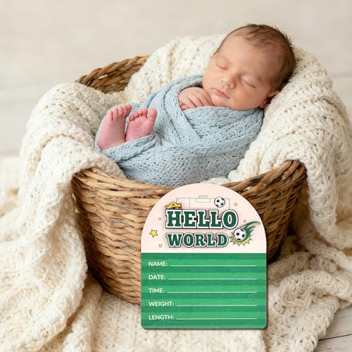 Hello World Newborn Announcement Sign - Wooden Birth Plaque