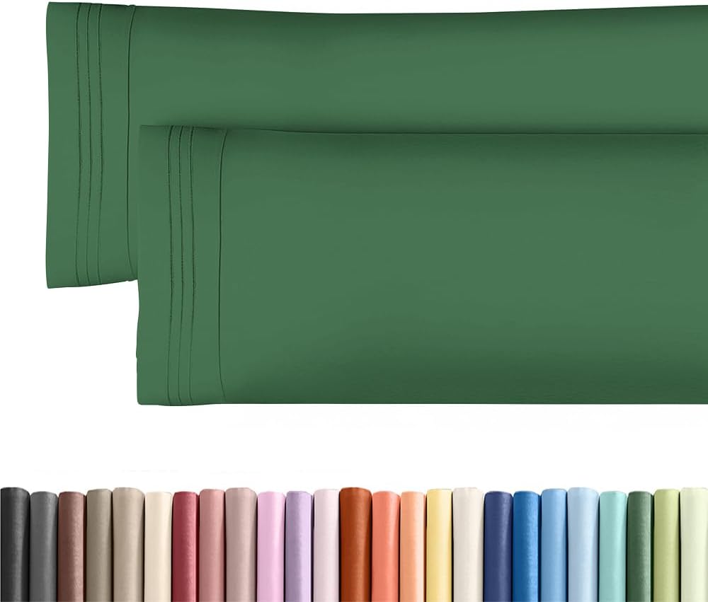 Skiennix Body Pillowcases Set of 2 | Soft 20x54 Long Pillow Covers for Side Sleepers - Wrinkle-Free, Machine Washable in Emerald Green