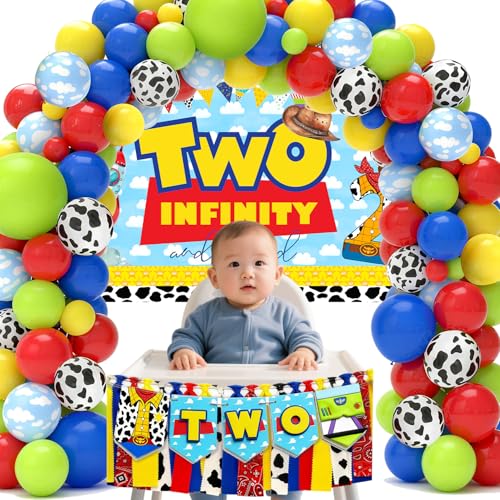 Cowboy 2nd Birthday Party Backdrop Banner - Blue Sky & Clouds