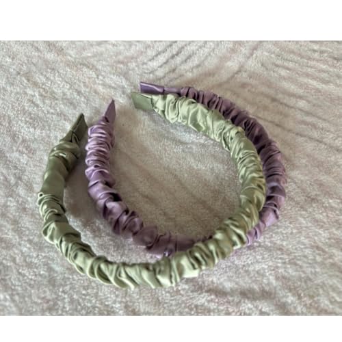 YOEMAYUNER 2-Pack Satin Ruched Headbands for Women Pleated Hair Accessories
