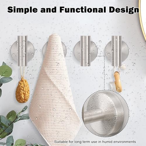 Livabber 304 Stainless Steel Wall-Mounted Towel Hooks - 4 Pack, Brushed Nickel