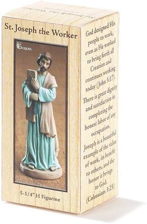 Dicksons St. Joseph The Worker Figurine - 4 x 2 Inch Resin Stone Tabletop Decor